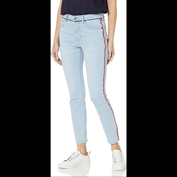 BCBGeneration Red Piped Skinny Stretch Blue Jeans - Picture 1 of 8